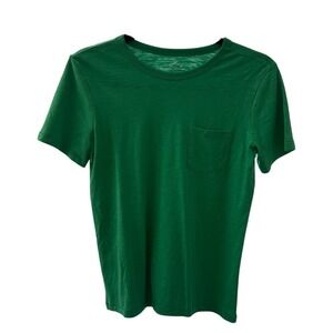 Primary Kids Boys SS Slub Knit‎ T Shirt Green Size 14 Pocket Cotton Crew Neck